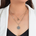 2 pcs Good Quality Jewellery Silver Stainless Steel Cherry Flower Round Necklace-0