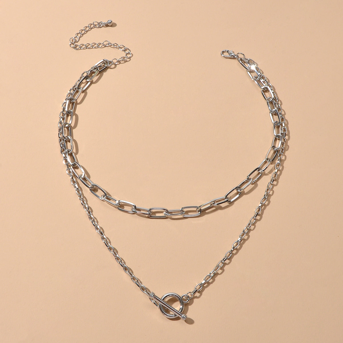 AU Post Punk Double layer Hip Hop Chunky Chain Buckle Necklace Bib Jewellery-1