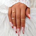4pcs Gold Star Stackable Knuckle Bohemian Joint Finger Midi Rings Set Mixed Size-0