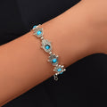 Ethnic Jewellery Vintage Handmade Blue Red Beaded Antique Silver Hand Bracelet-0
