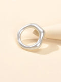 Retro Faux Pearl Square Geometric Engagement Finger Ring Wedding Party Wear Gift-0
