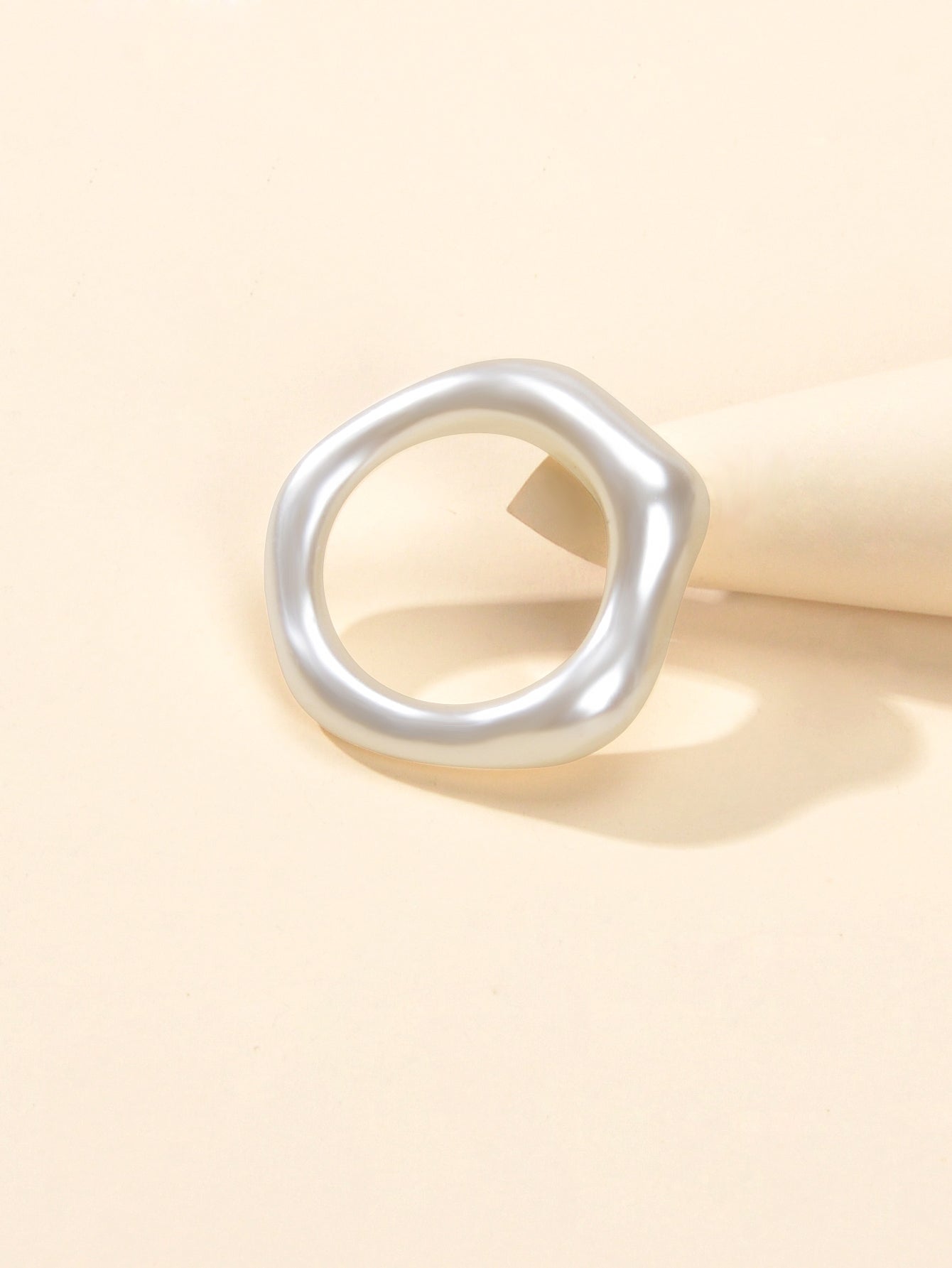 Retro Faux Pearl Square Geometric Engagement Finger Ring Wedding Party Wear Gift-0