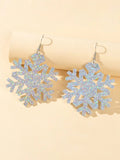 Christmas Jewellery Silver Acrylic Snowflake Drop Dangle Earrings Festival Gift-0