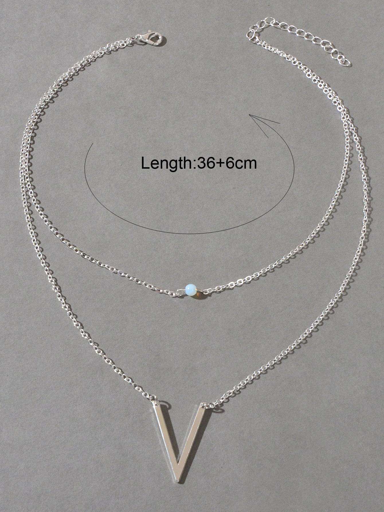 Double layer Gold Chain Letter V Shape Geometric Pendant Necklace Jewellery Gift-5