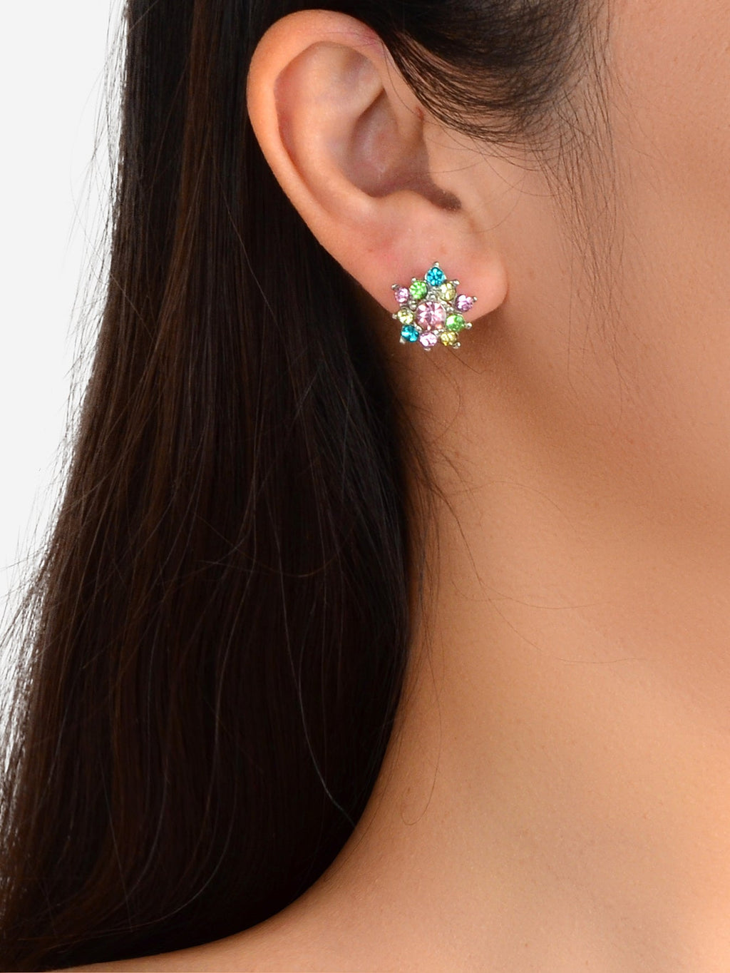 Sparkly Colourful Rhinestone Lightweight Star Ear Studs Bridal Wedding Earrings-1