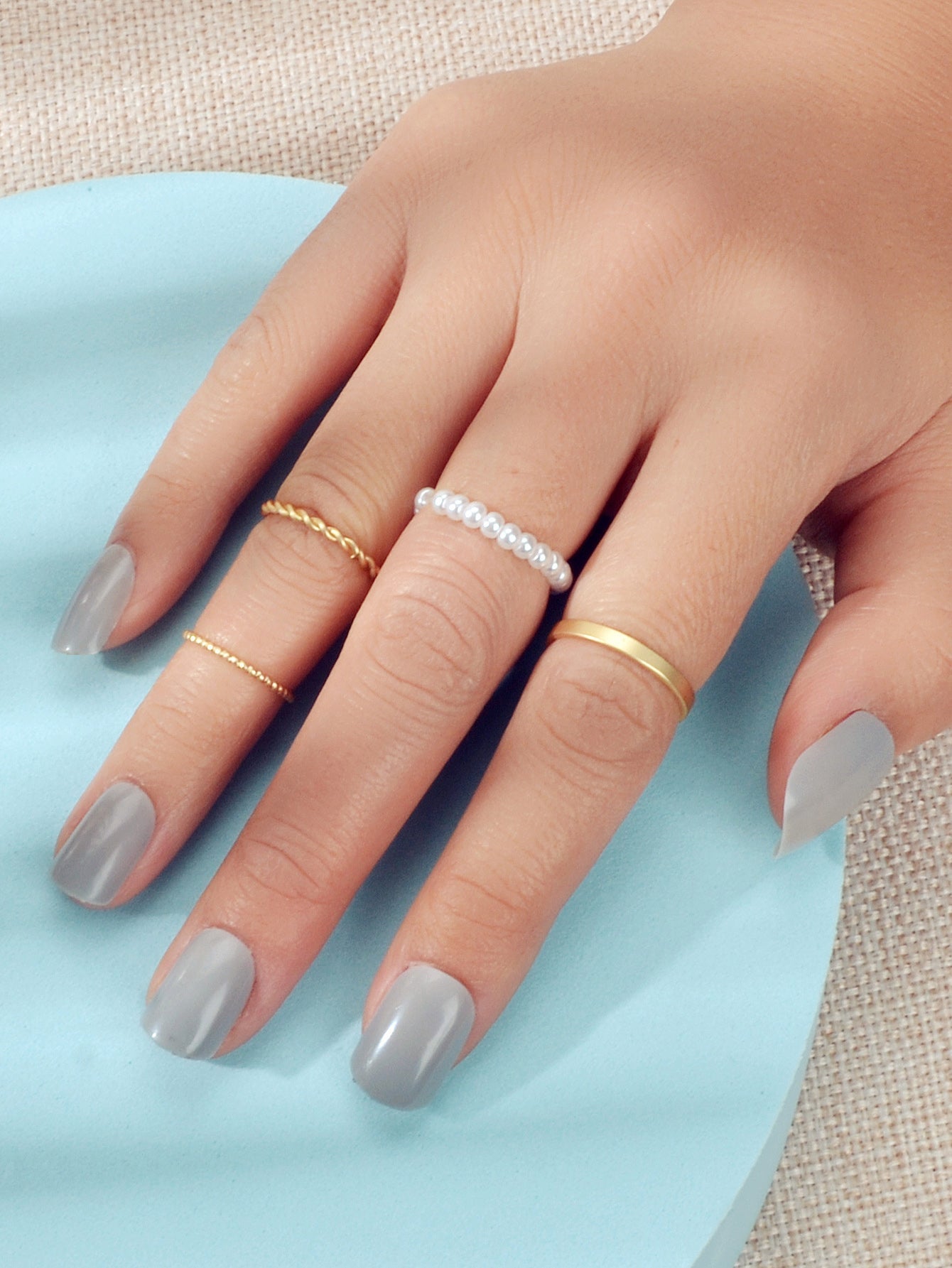 4pcs Boho Chic Stackable Pearl Midi Finger Knuckle Multiple Rings set Bulk Pack-1