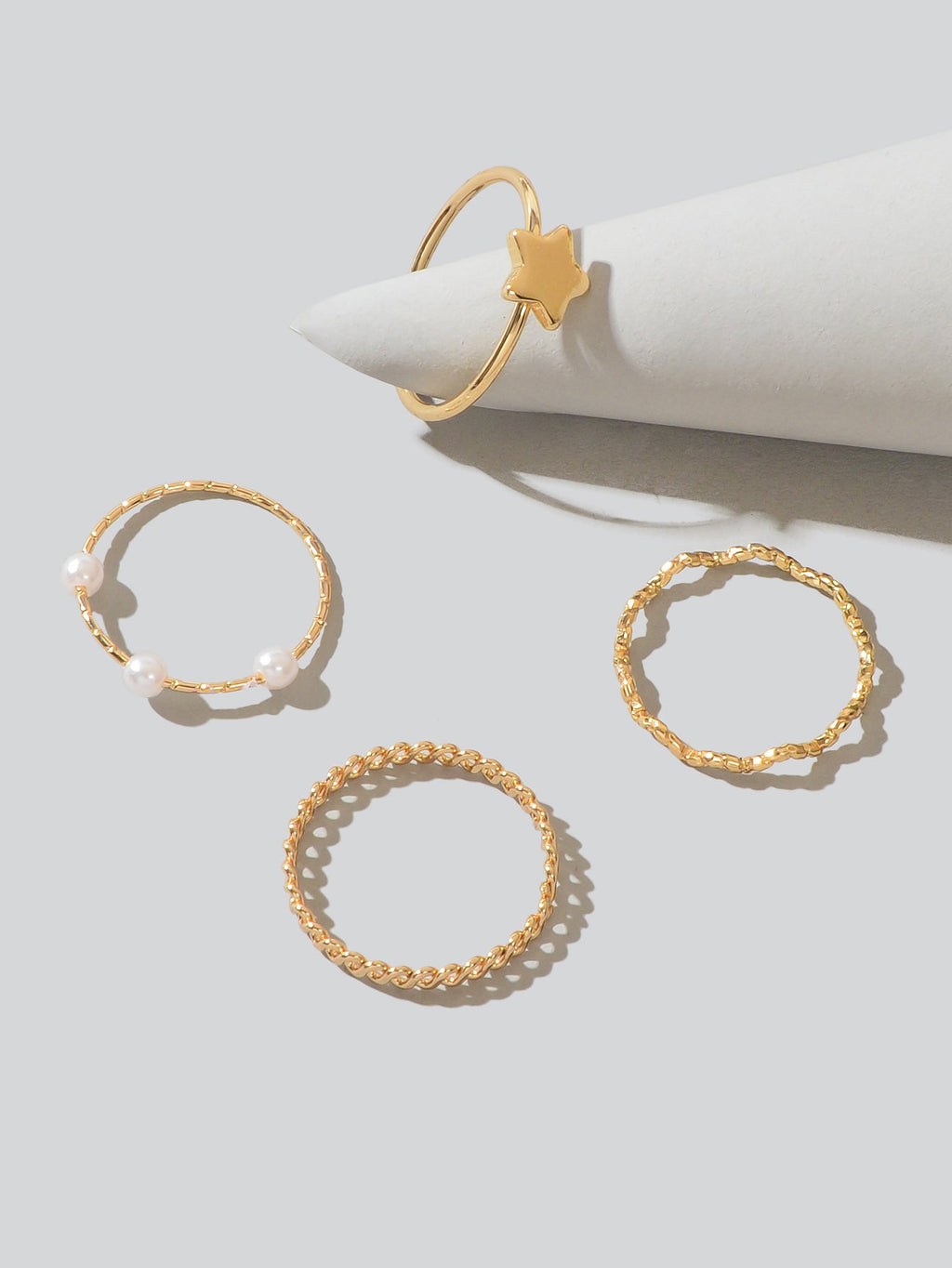 4pcs Gold Star Stackable Knuckle Bohemian Joint Finger Midi Rings Set Mixed Size-1