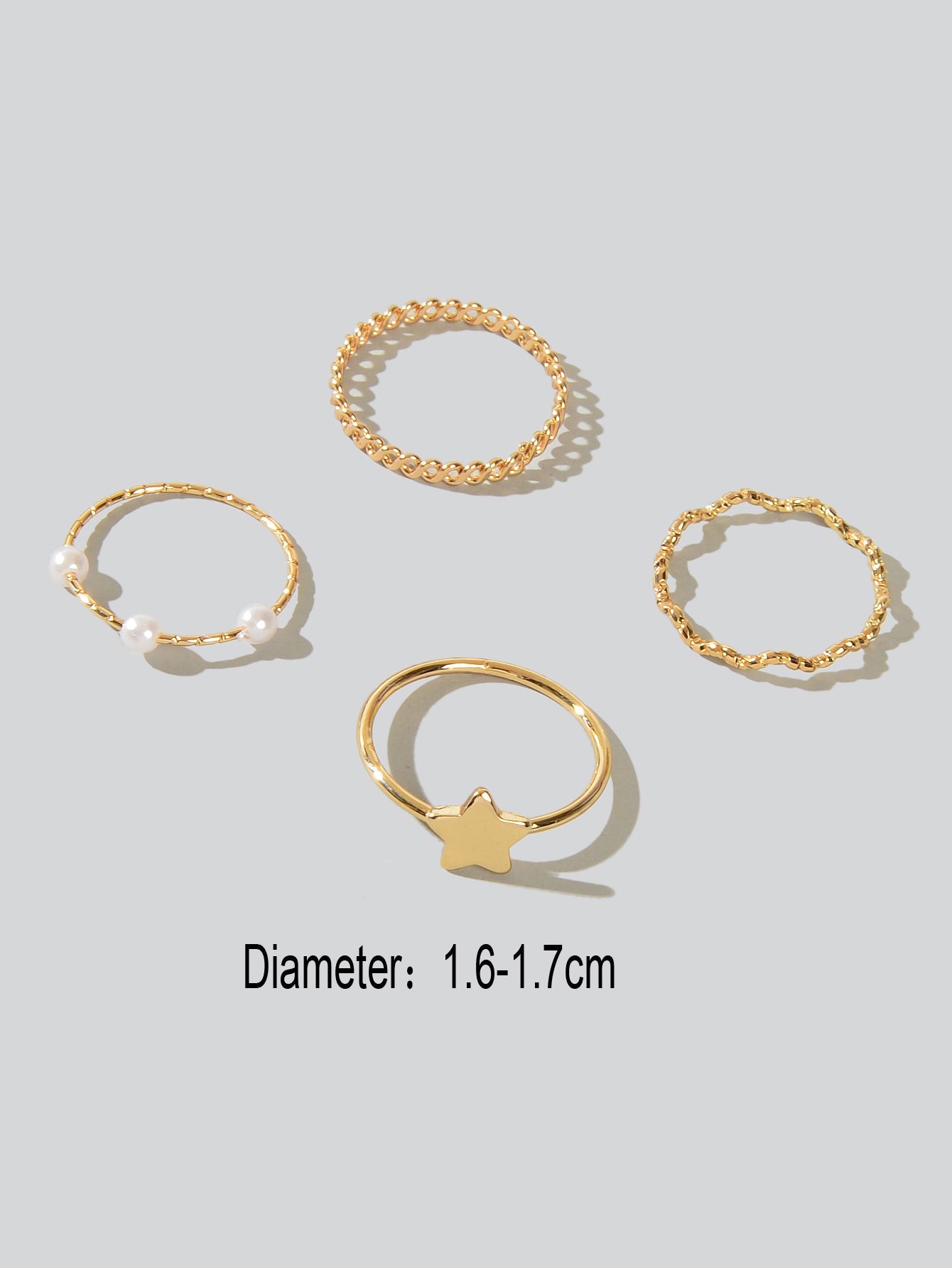 4pcs Gold Star Stackable Knuckle Bohemian Joint Finger Midi Rings Set Mixed Size-2