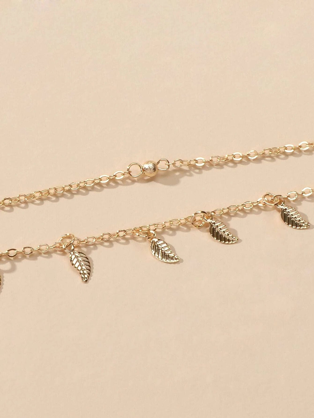 Double layer Chain Leaf Anklet Boho Chic Bracelet Holiday Foot Beach Jewellery-2