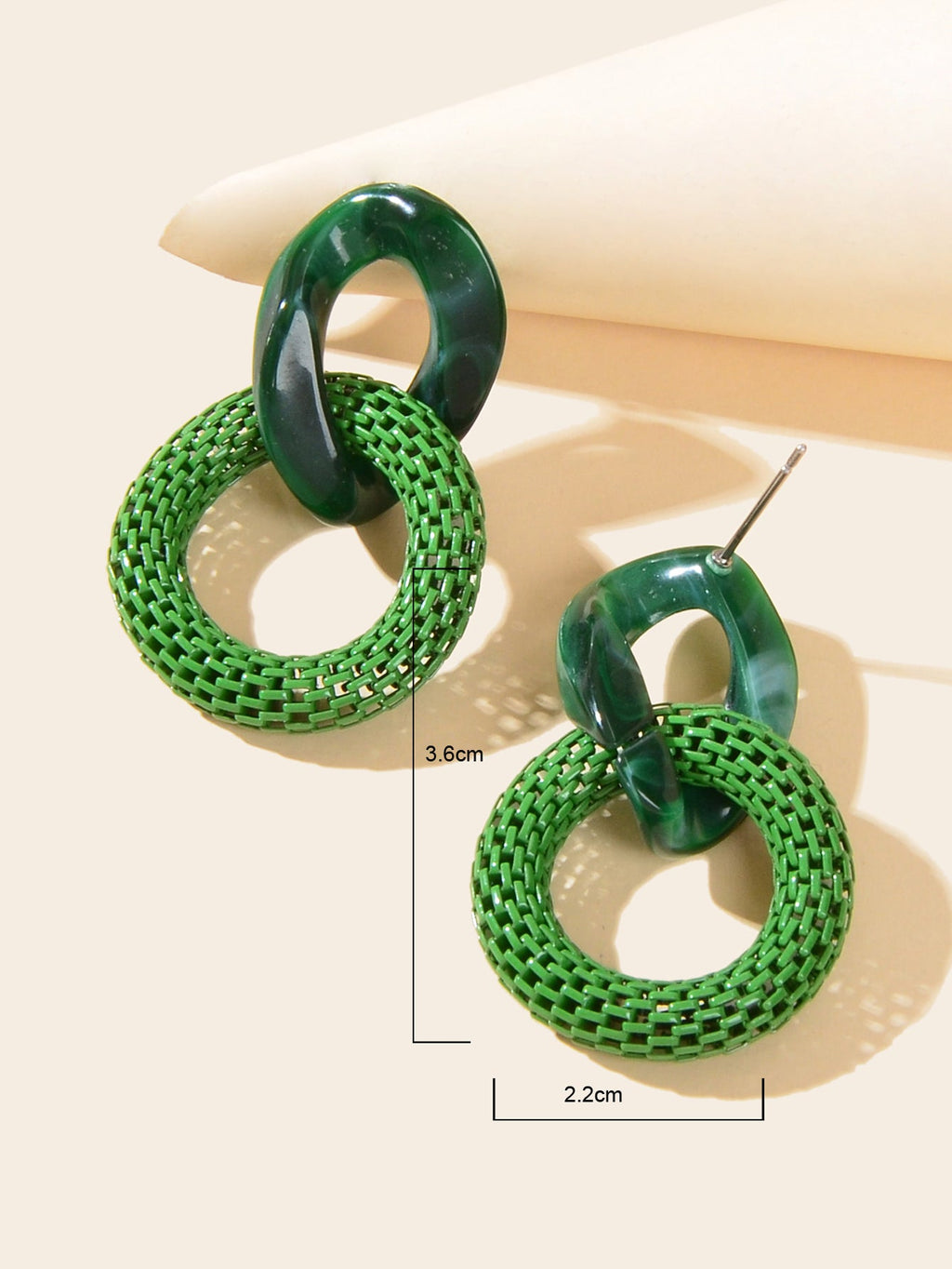 Green Red Resin Paper Clip Cuban Chain Link Dangling Party Earrings Ear Jewelry