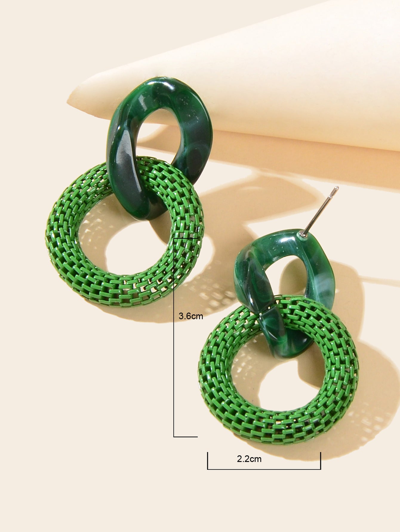 Green Red Resin Paper Clip Cuban Chain Link Dangling Party Earrings Ear Jewelry