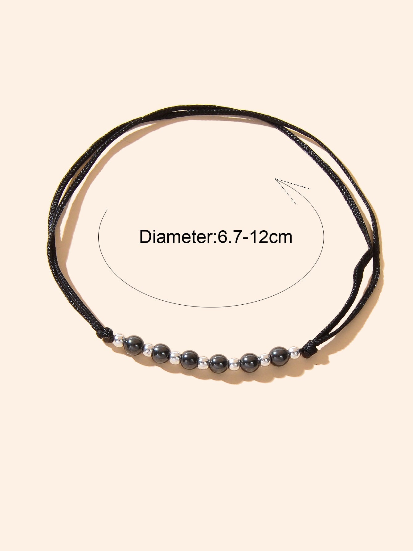 Bohemian Black Rope Adjustable Handmade Silver Beads Anklet Vacation Jewellery-3