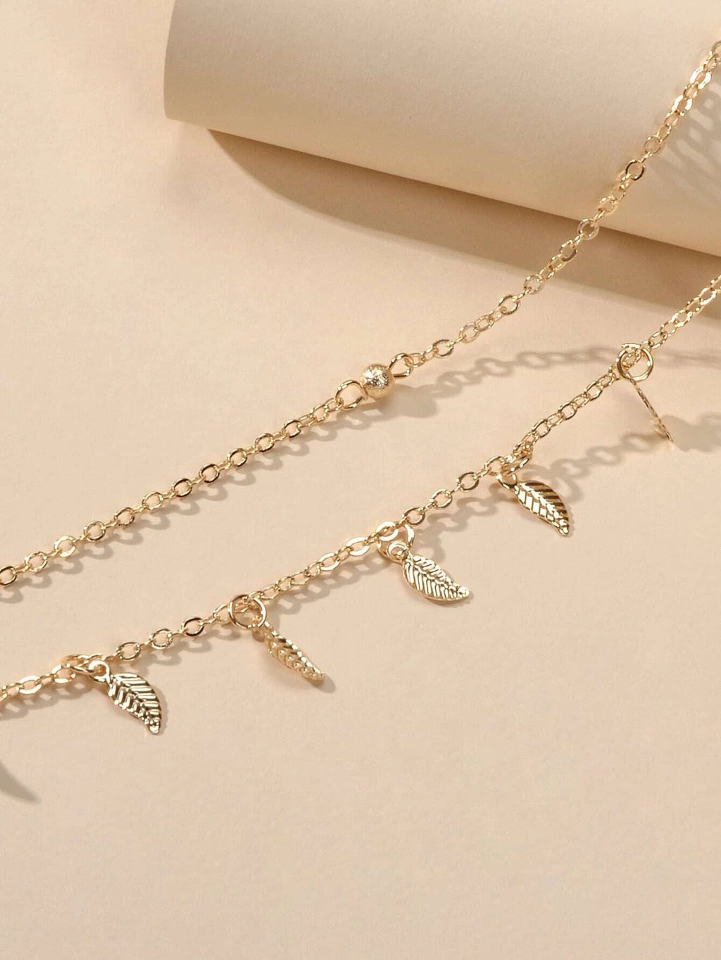 Double layer Chain Leaf Anklet Boho Chic Bracelet Holiday Foot Beach Jewellery-3