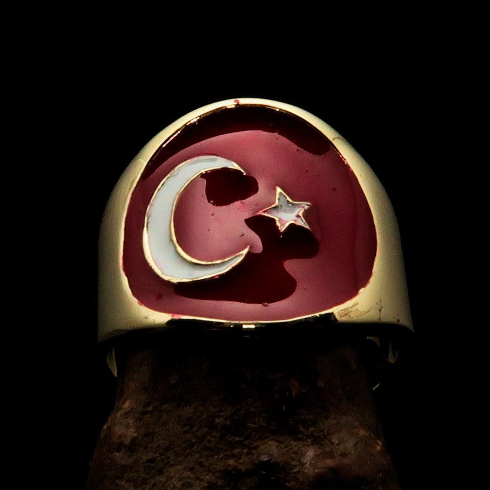 Perfectly crafted Men's National Flag Ring Turkey - solid Brass