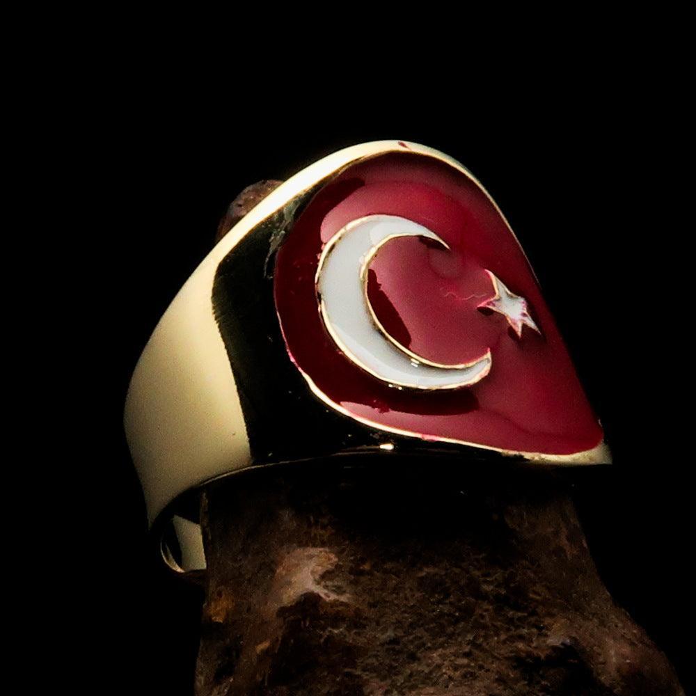 Perfectly crafted Men's National Flag Ring Turkey - solid Brass