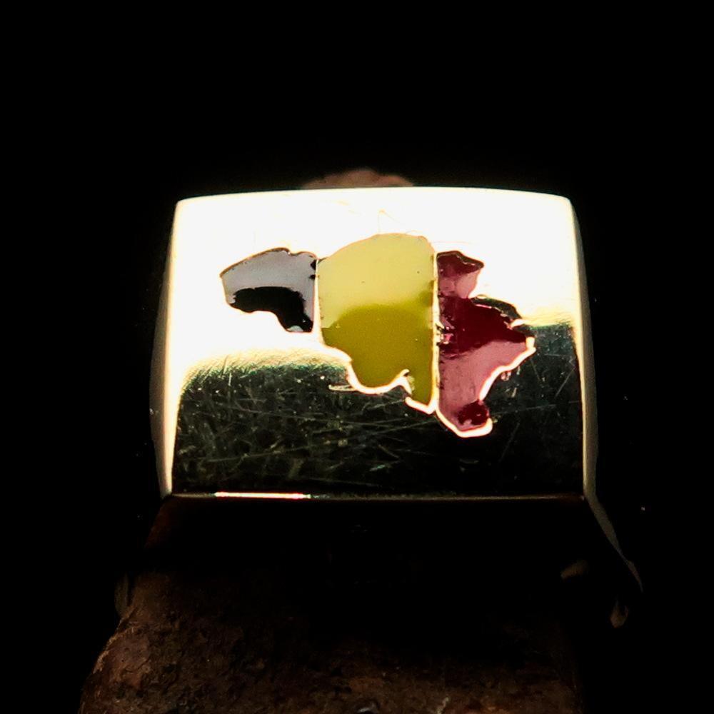 Excellent crafted Men's Belgian National Flag Ring Belgium - Solid Brass
