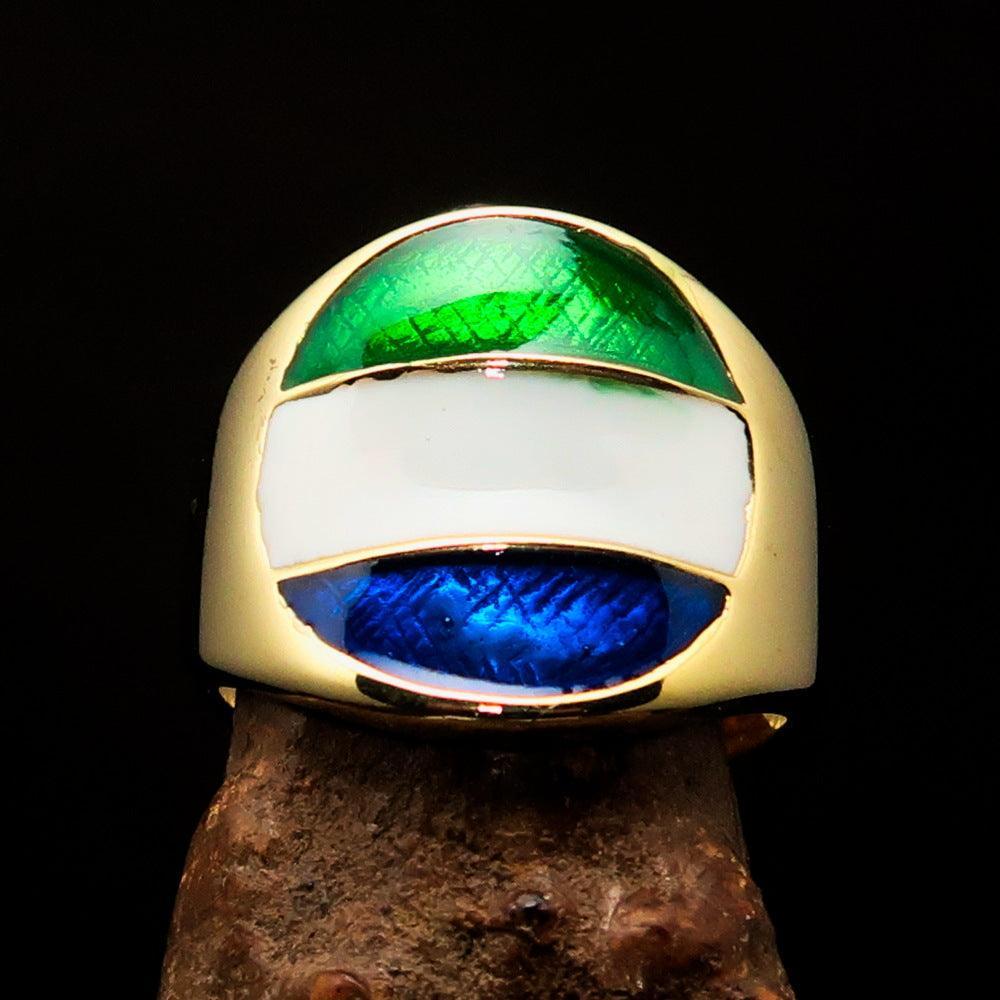 Perfectly crafted Men's National Flag Ring Sierra Leone - solid Brass