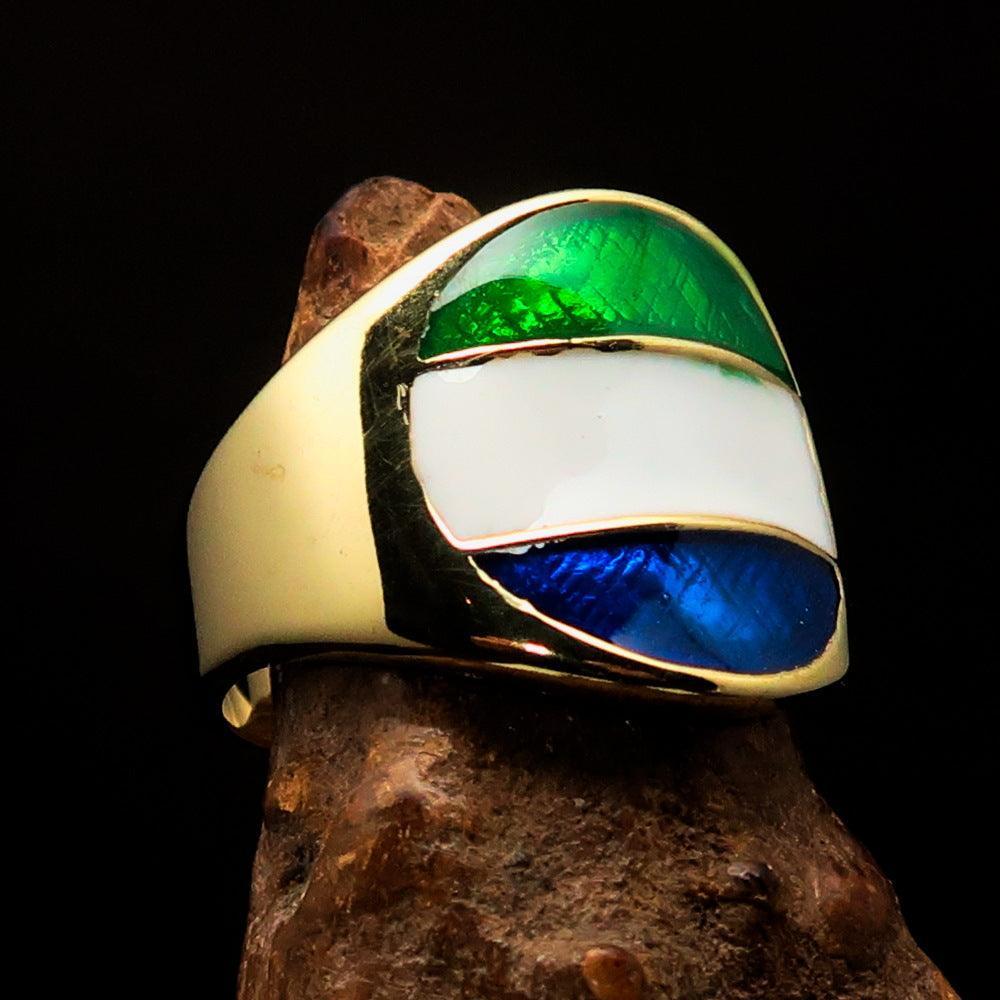 Perfectly crafted Men's National Flag Ring Sierra Leone - solid Brass