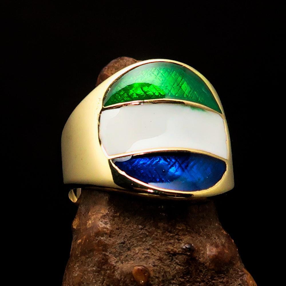 Perfectly crafted Men's National Flag Ring Sierra Leone - solid Brass