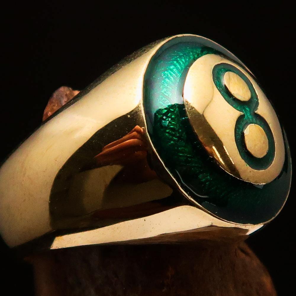 Nicely crafted domed Men's Number Ring Green 8 Eight- Solid Brass-3