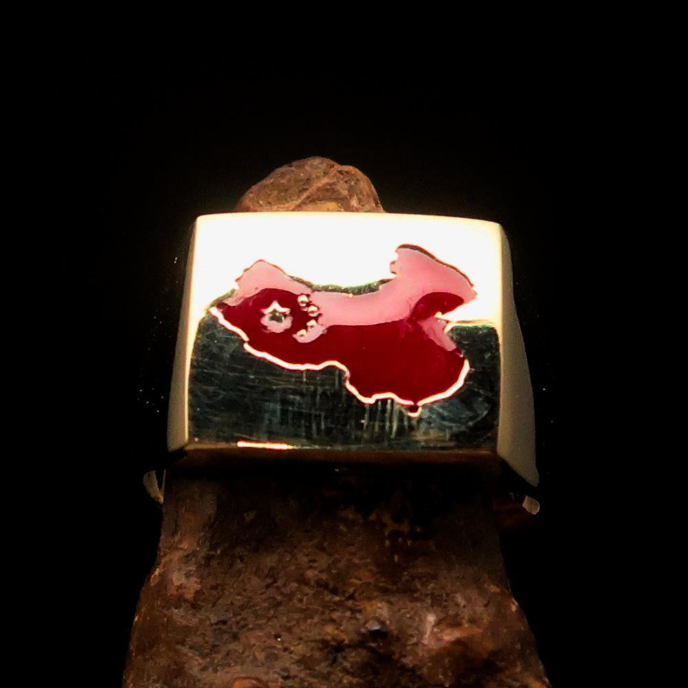 Excellent crafted Men's Chinese Flag Ring China - Solid Brass-1