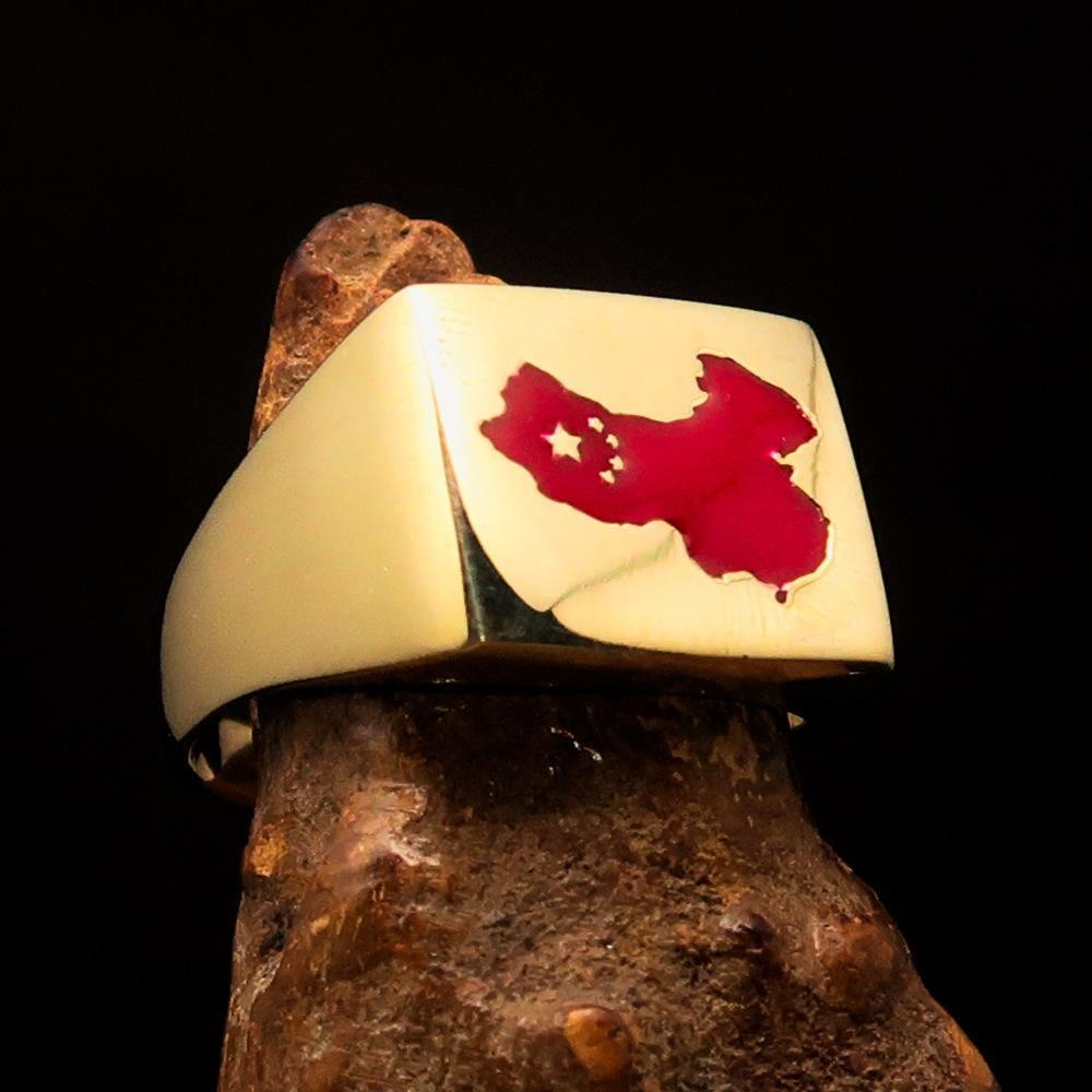 Excellent crafted Men's Chinese Flag Ring China - Solid Brass-0