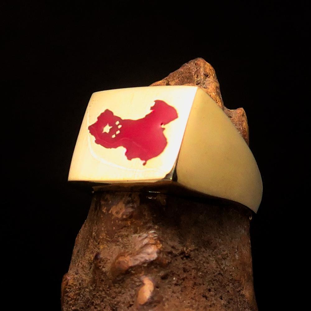 Excellent crafted Men's Chinese Flag Ring China - Solid Brass-4