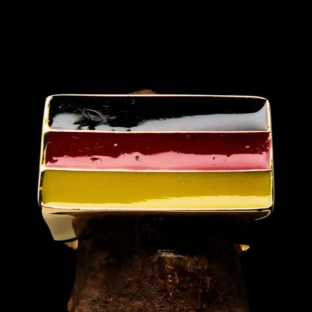 Excellent crafted rectangle shaped Men's German Flag Ring - solid Brass-1