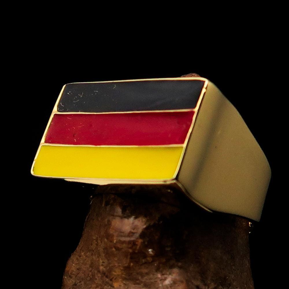 Excellent crafted rectangle shaped Men's German Flag Ring - solid Brass-4