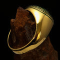 Domed Men's green Al Quran ul Kareem Muslim Pinky Ring - solid Brass