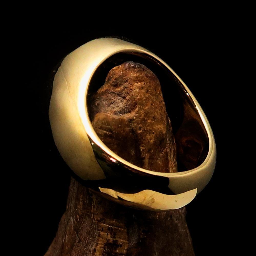 Excellent crafted Men's Muslim Ring Red Allah Symbol - solid Brass