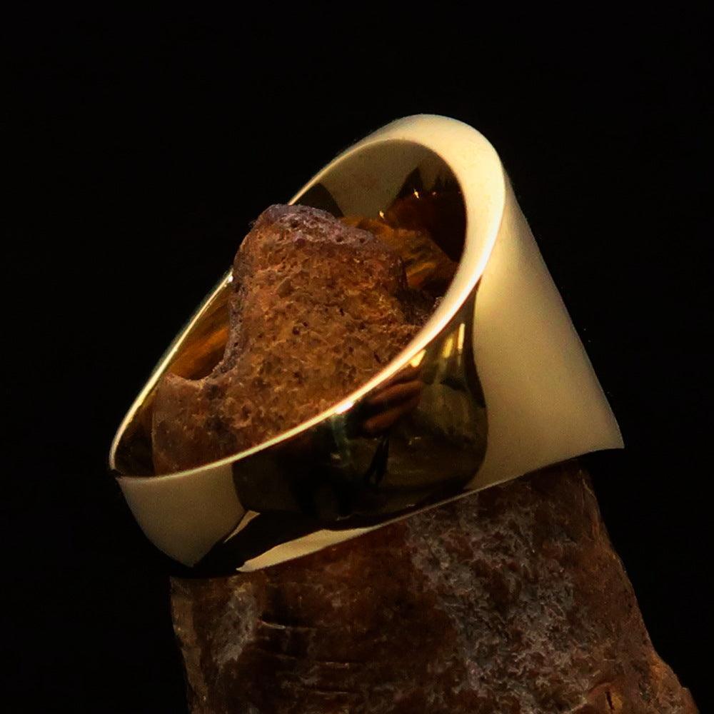 Excellent crafted Men's green Aum Buddhist Pinky Ring - solid Brass