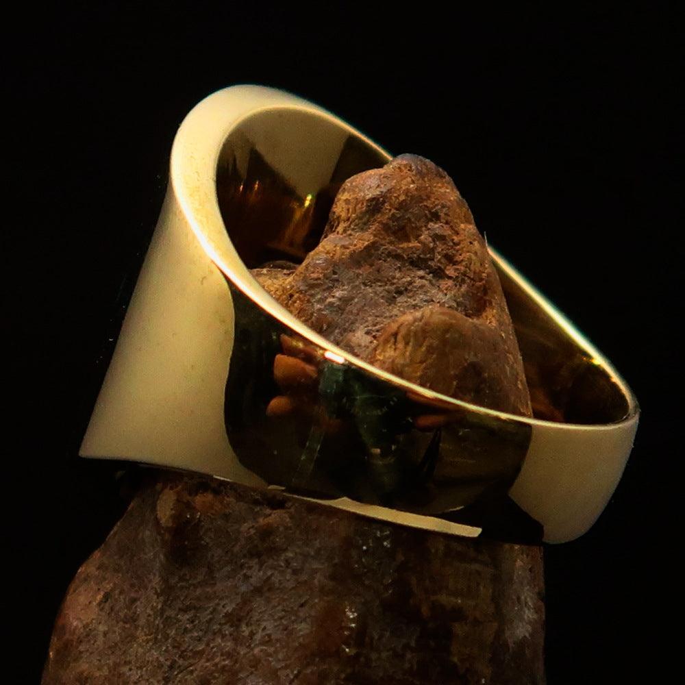 Excellent crafted Men's green Aum Buddhist Pinky Ring - solid Brass