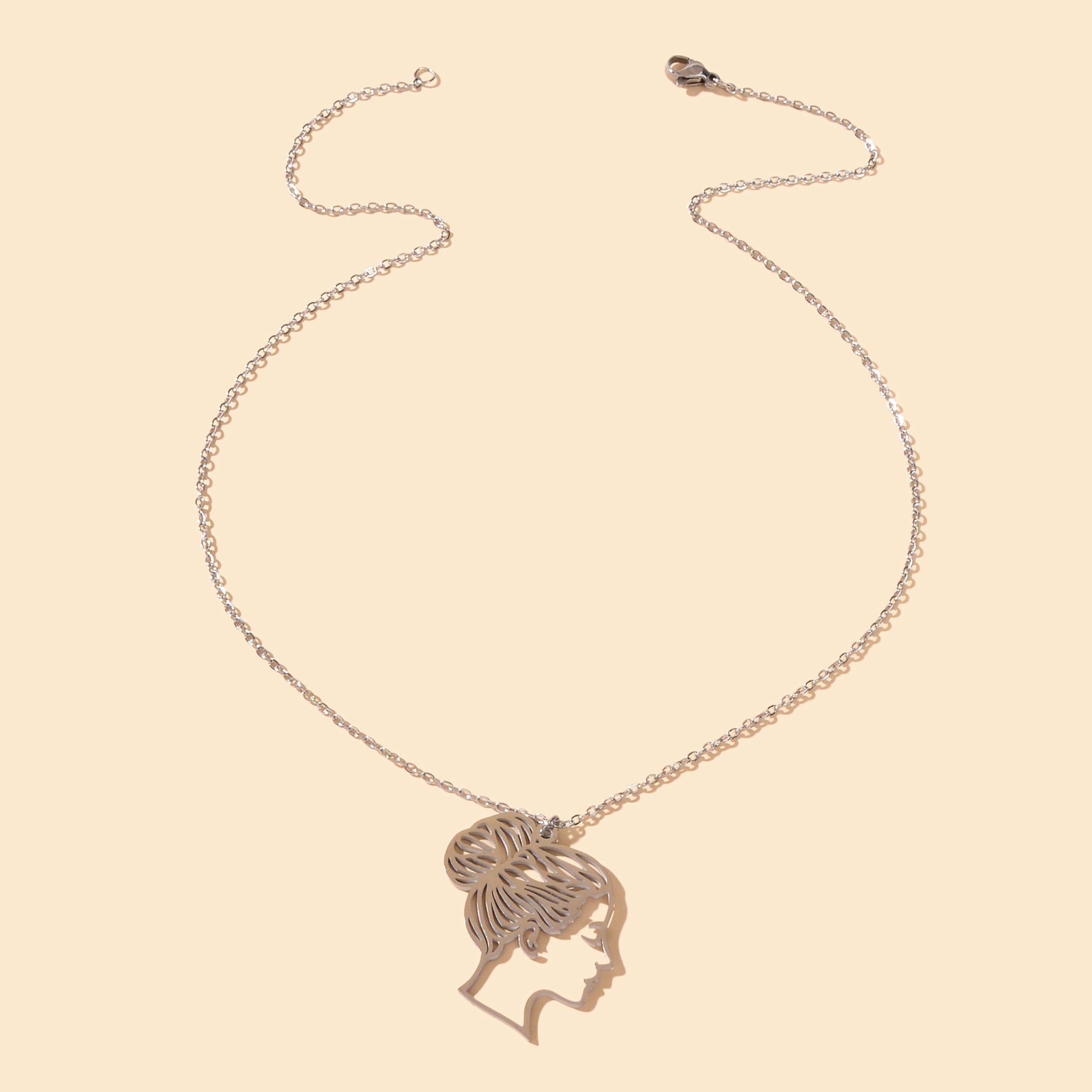 Designer Stylish Silver Thin Slice Hollow Beautiful Lady Pendant Dainty Necklace-3