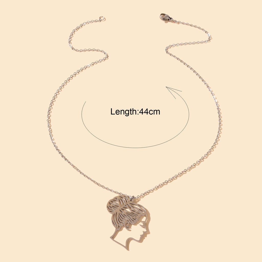 Designer Stylish Silver Thin Slice Hollow Beautiful Lady Pendant Dainty Necklace-4