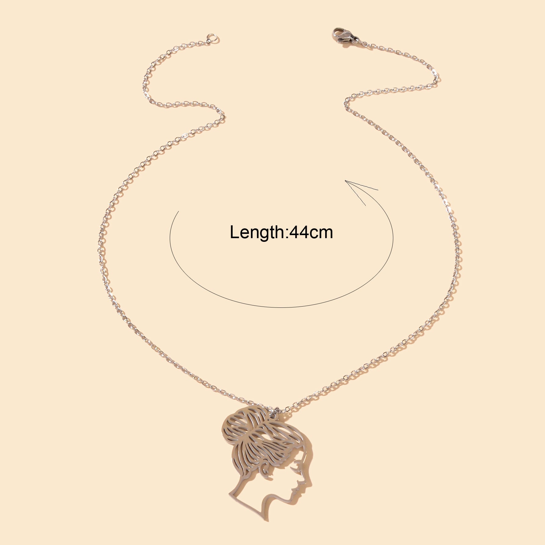 Designer Stylish Silver Thin Slice Hollow Beautiful Lady Pendant Dainty Necklace-4