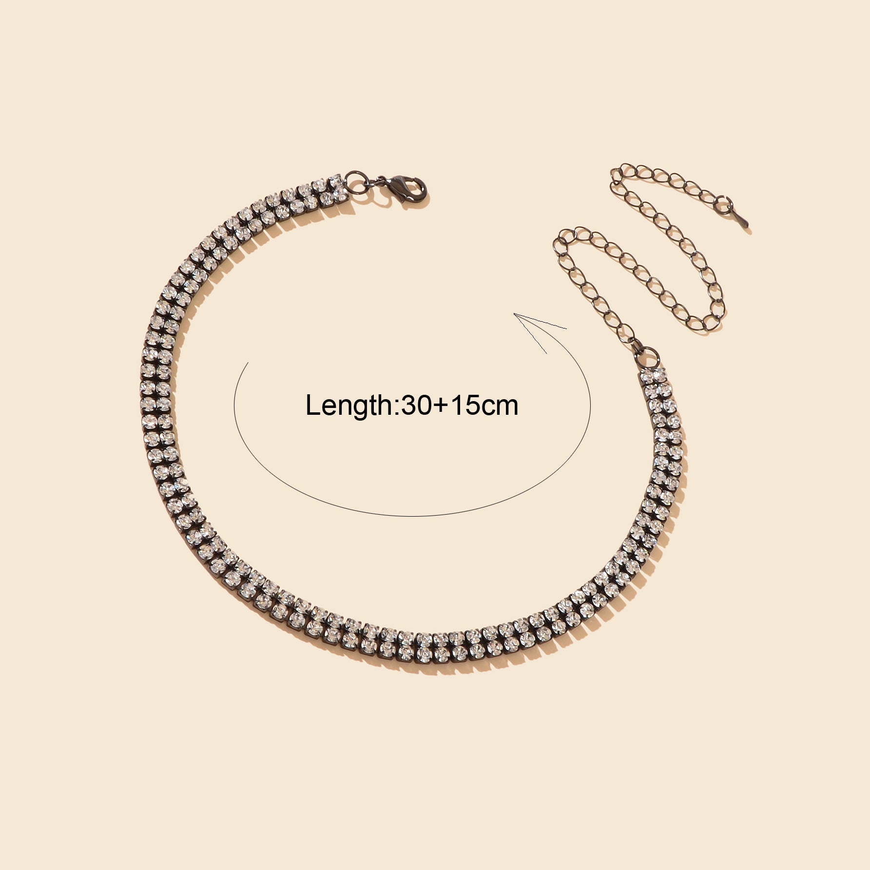 Luxurious Black Rhinestone Collar Choker Necklace Minimalist Style Jewelry-3
