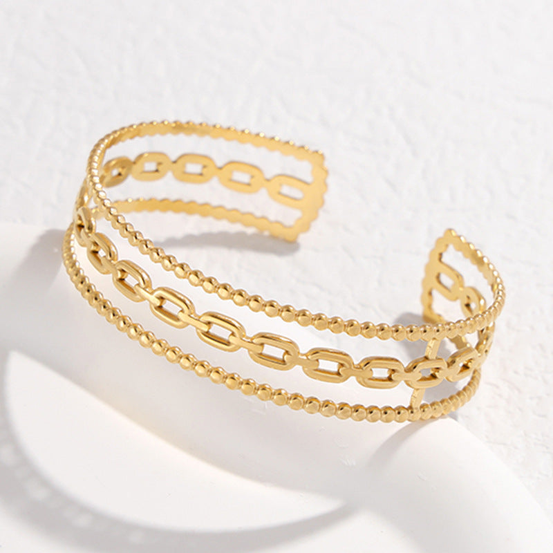 Cross-border European and American titanium steel bracelet non-fading adjustable stainless steel bracelet female exaggerated high-grade open bracelet