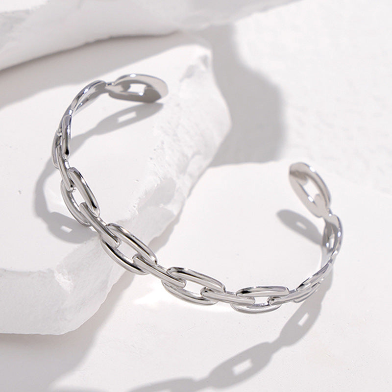Cross-border European and American titanium steel bracelet non-fading adjustable stainless steel bracelet female exaggerated high-grade open bracelet