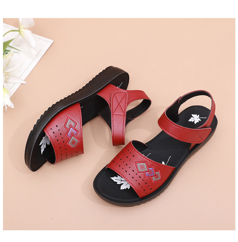 2026 New Style Mom Sandals, Summer Soft-Soled Comfortable Shoes for Middle-Aged Women, Flat Non-Slip Shoes for Elderly Women and Grandmothers