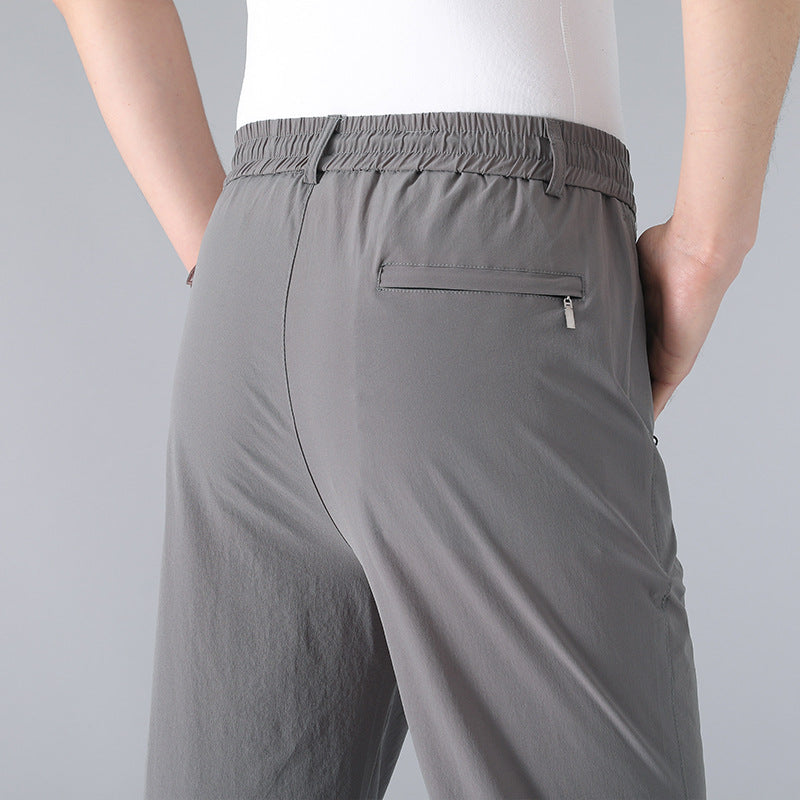 Elastic Quick-drying Pants Men's Summer Men's Dad Loose Straight Men's Pants Middle-aged and Elderly Casual Sports Pants Men's Summer
