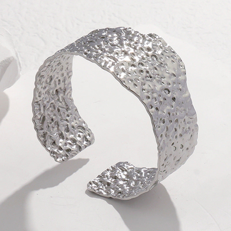 Cross-border European and American titanium steel bracelet non-fading adjustable stainless steel bracelet female exaggerated high-grade open bracelet