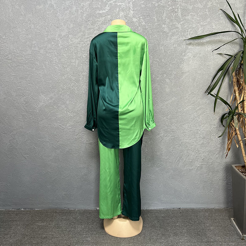 African Cross-Border Supply 2023 New Printed Two-Color Tops and Pants Casual Suits Basic Women's Clothing Clearance