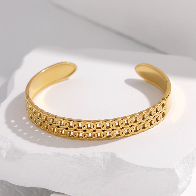 Cross-border European and American titanium steel bracelet non-fading adjustable stainless steel bracelet female exaggerated high-grade open bracelet