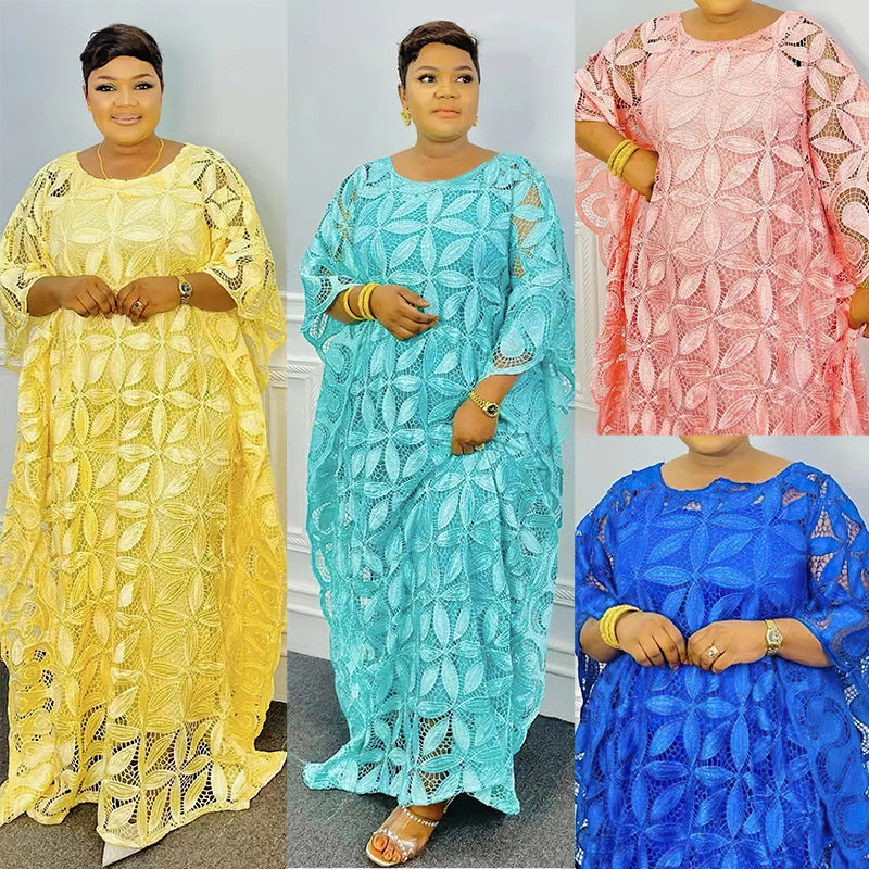 Cross-border Europe and the United States large size Africa hot water soluble lace loose long burqa AliExpress Amazon dress 8806