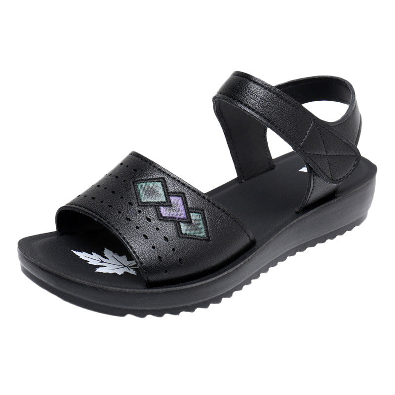 2026 New Style Mom Sandals, Summer Soft-Soled Comfortable Shoes for Middle-Aged Women, Flat Non-Slip Shoes for Elderly Women and Grandmothers