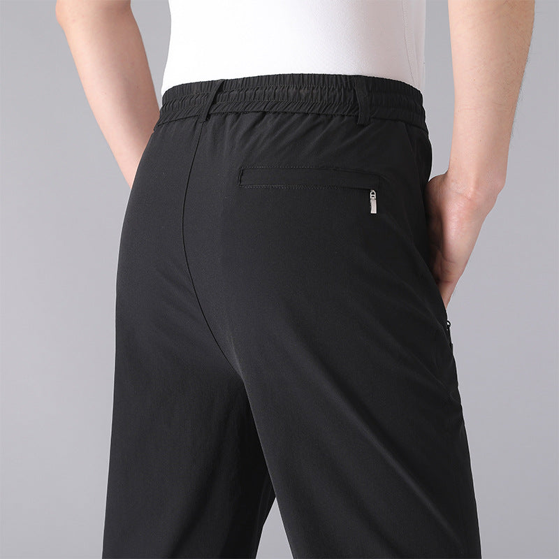 Elastic Quick-drying Pants Men's Summer Men's Dad Loose Straight Men's Pants Middle-aged and Elderly Casual Sports Pants Men's Summer