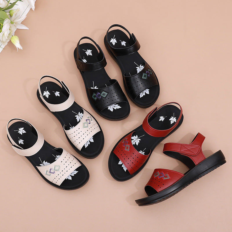 2026 New Style Mom Sandals, Summer Soft-Soled Comfortable Shoes for Middle-Aged Women, Flat Non-Slip Shoes for Elderly Women and Grandmothers