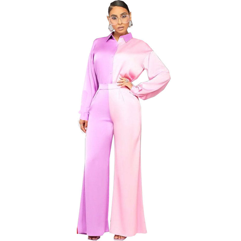 African Cross-Border Supply 2023 New Printed Two-Color Tops and Pants Casual Suits Basic Women's Clothing Clearance