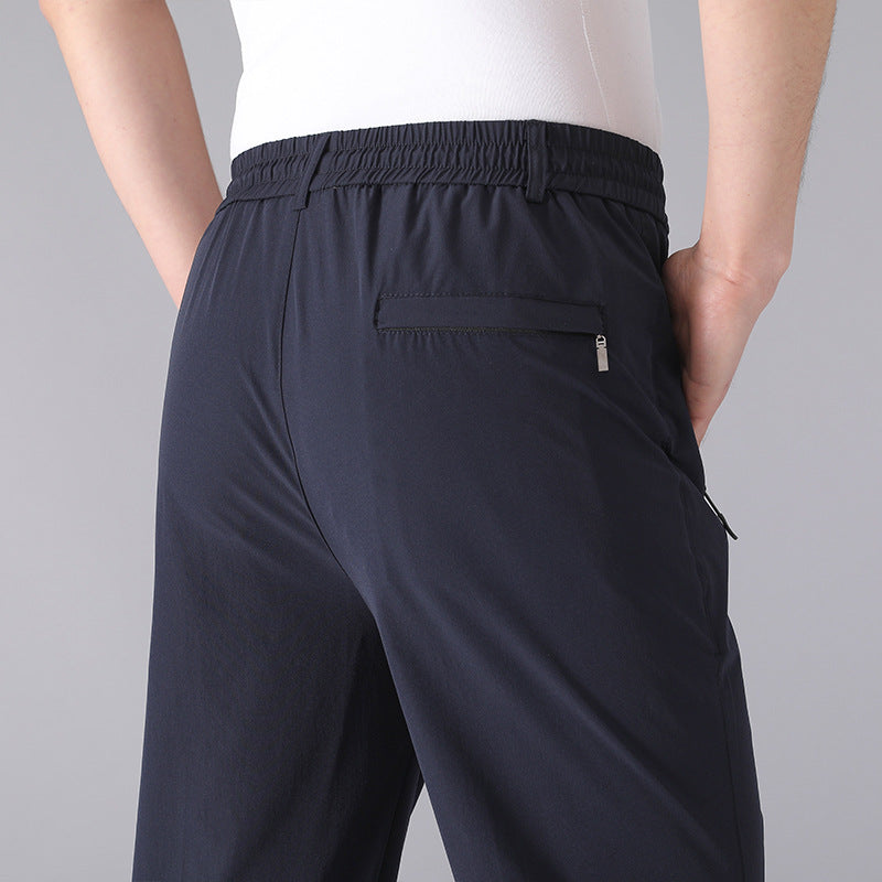 Elastic Quick-drying Pants Men's Summer Men's Dad Loose Straight Men's Pants Middle-aged and Elderly Casual Sports Pants Men's Summer